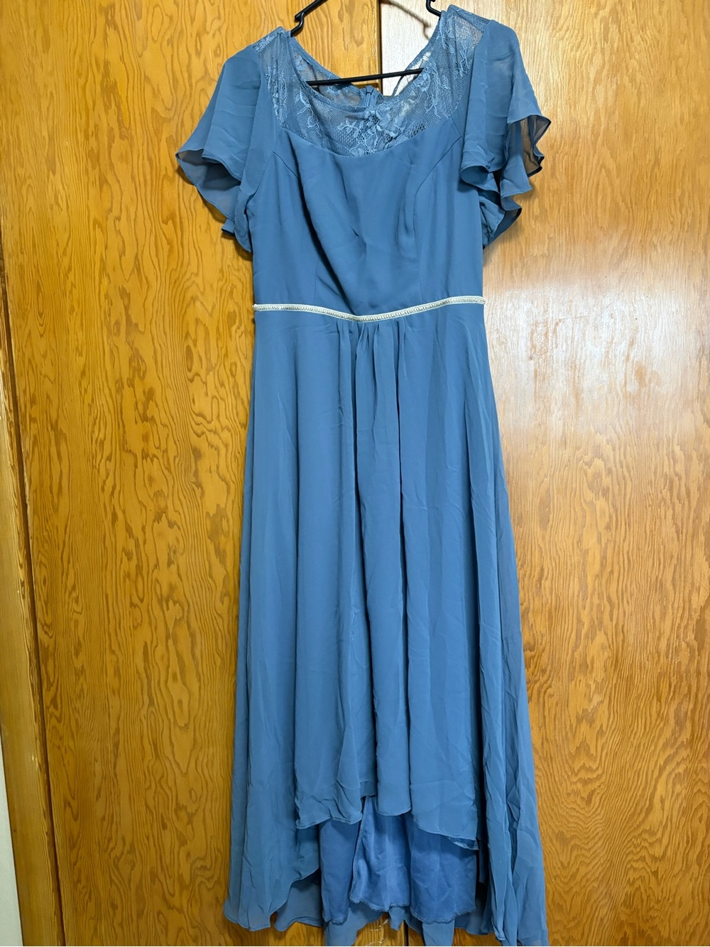 Ever Pretty Slate Blue Lace Detail Maxi Dress